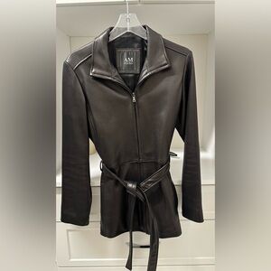 A.M.STUDIO Women's Black Leather Jacket